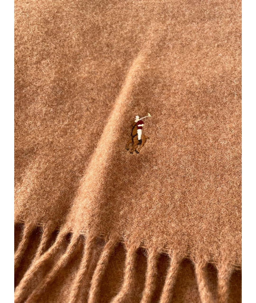 POLO RALPH LAUREN Бежевый шерстяной шарф, фото 4