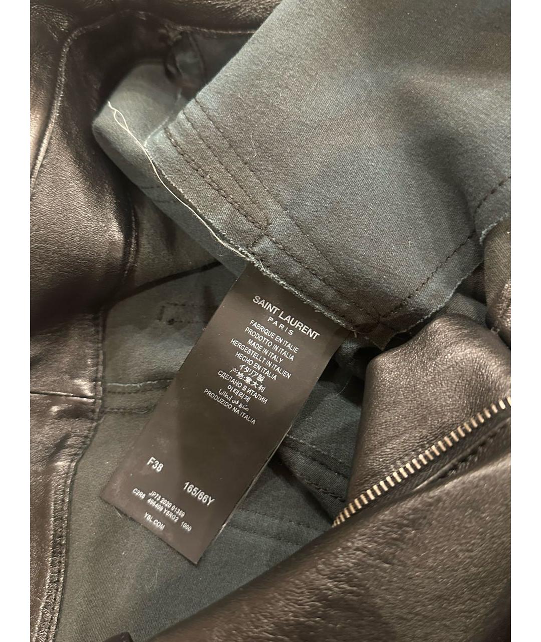 SAINT LAURENT Черные кожаные брюки узкие, фото 4