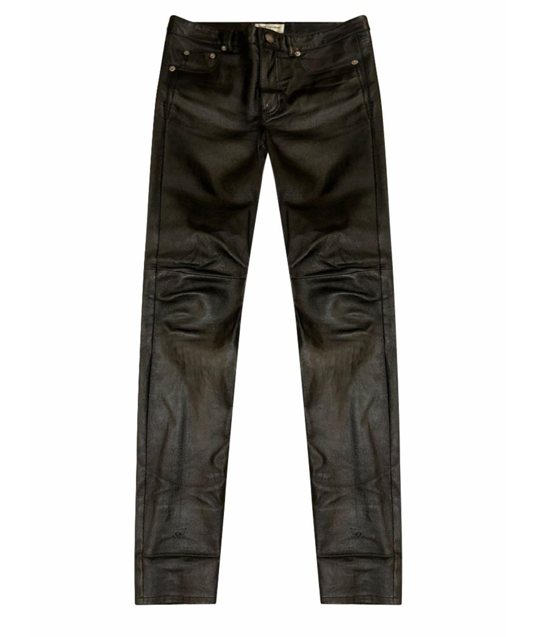 SAINT LAURENT Черные кожаные брюки узкие, фото 1