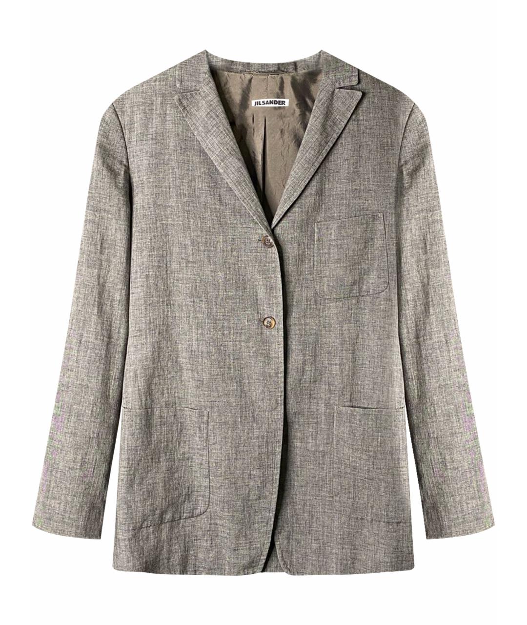 JIL SANDER Серый льняной жакет/пиджак, фото 1