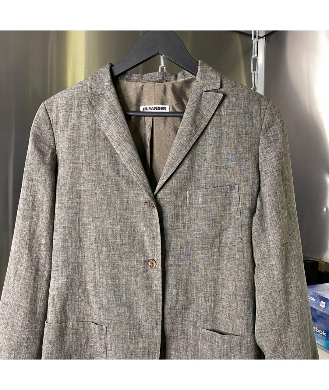 JIL SANDER Серый льняной жакет/пиджак, фото 2