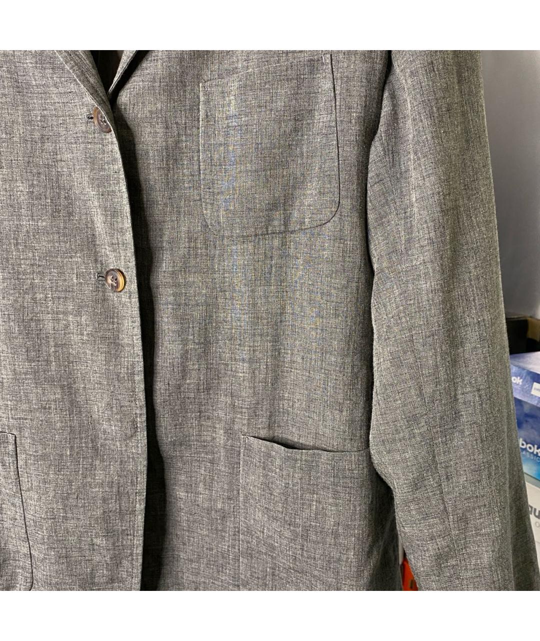 JIL SANDER Серый льняной жакет/пиджак, фото 4