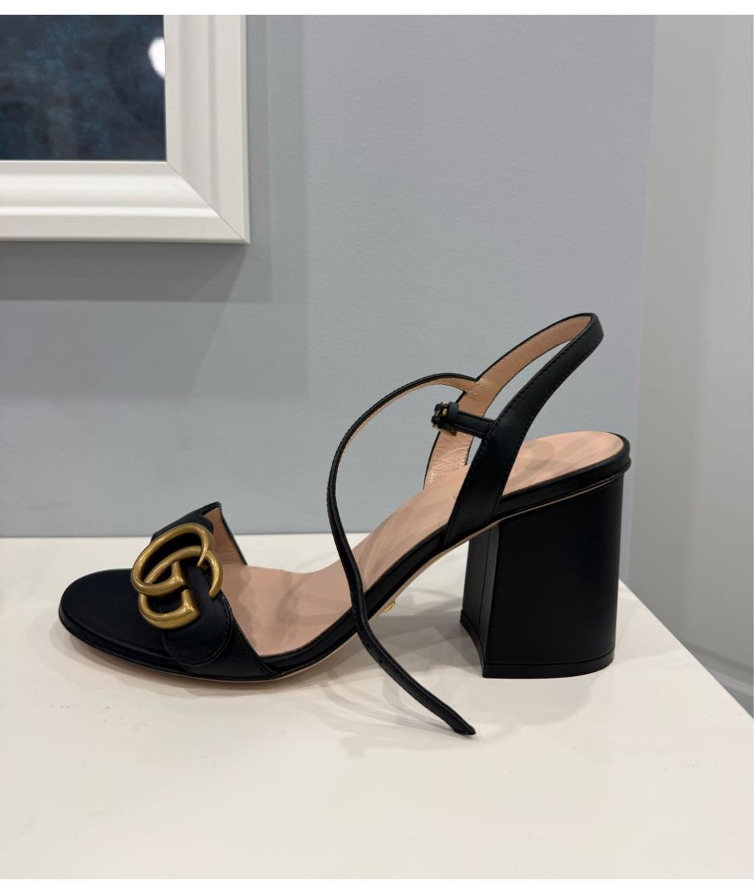 GUCCI Черные кожаные босоножки, фото 7