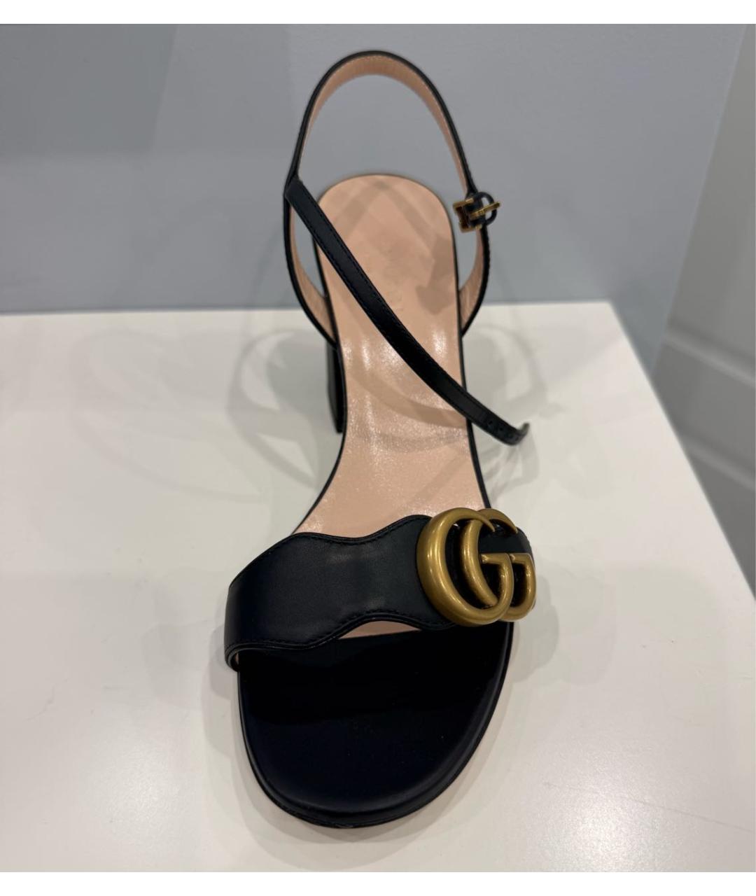 GUCCI Черные кожаные босоножки, фото 5