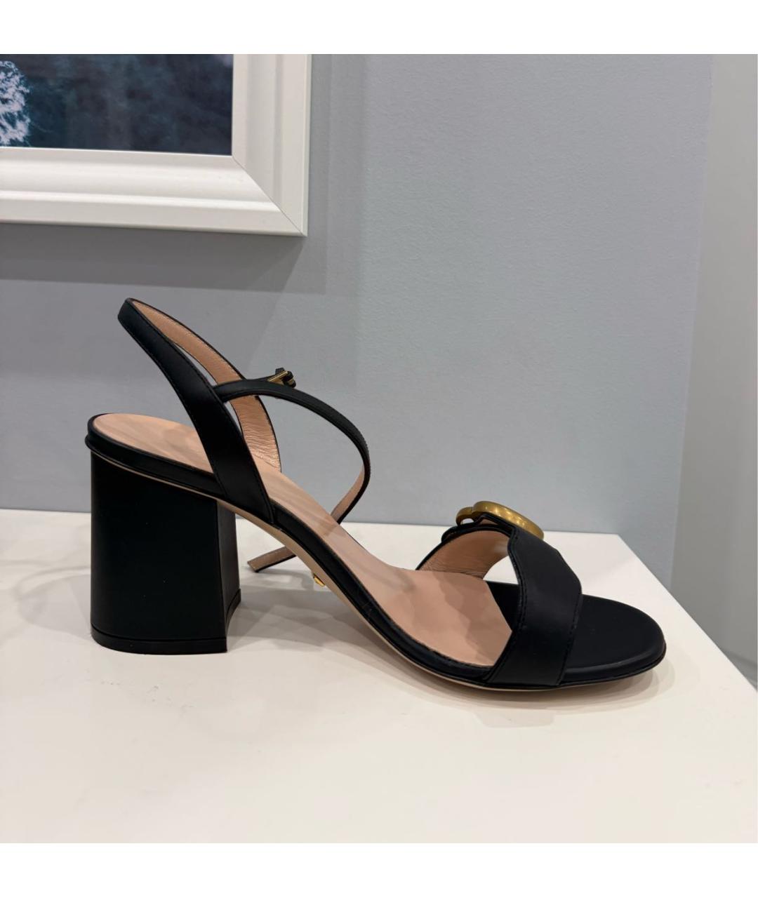 GUCCI Черные кожаные босоножки, фото 2