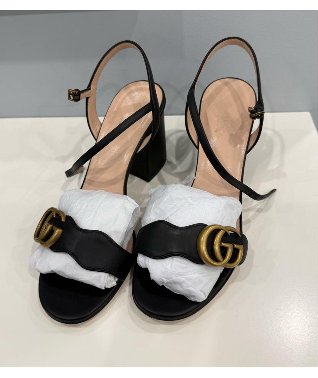 GUCCI Черные кожаные босоножки, фото 3