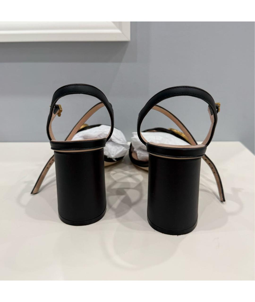 GUCCI Черные кожаные босоножки, фото 4