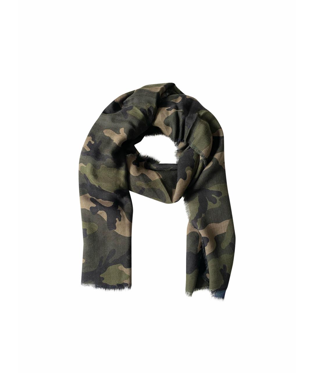 VALENTINO Хаки шерстяной шарф, фото 1