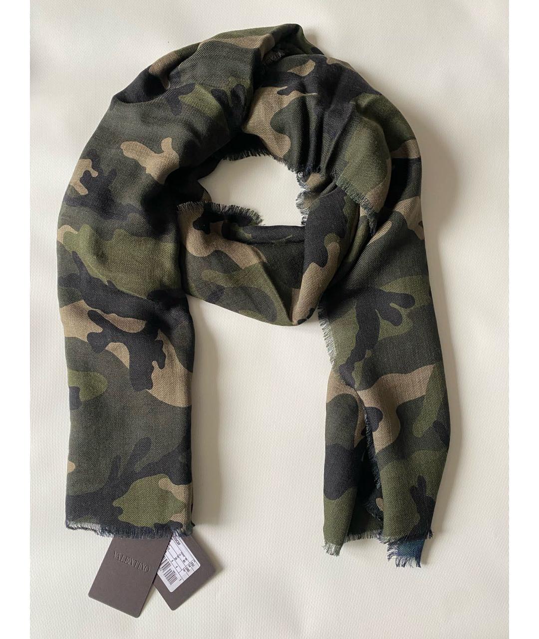VALENTINO Хаки шерстяной шарф, фото 6