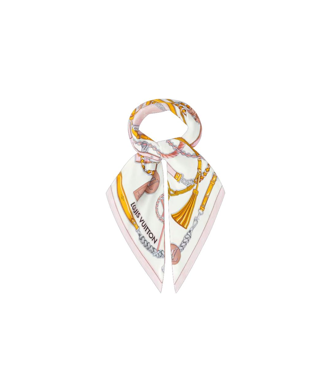 LOUIS VUITTON Розовый шелковый шарф, фото 2