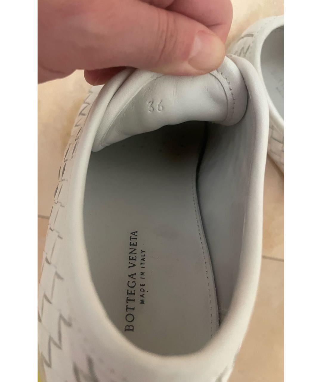 BOTTEGA VENETA Белые кожаные кеды, фото 6