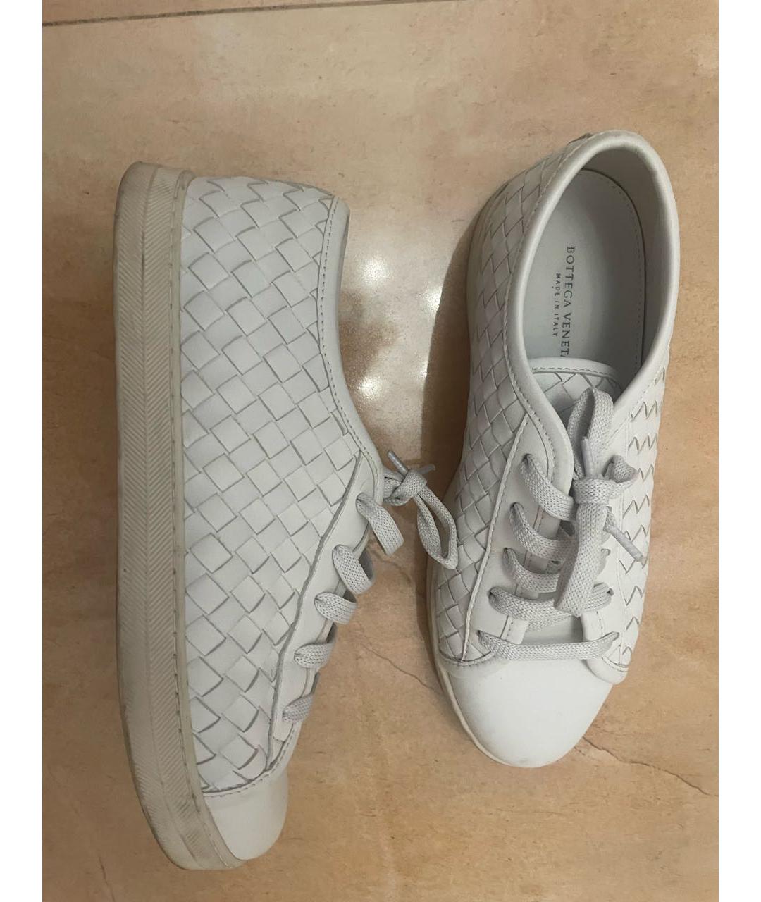 BOTTEGA VENETA Белые кожаные кеды, фото 8