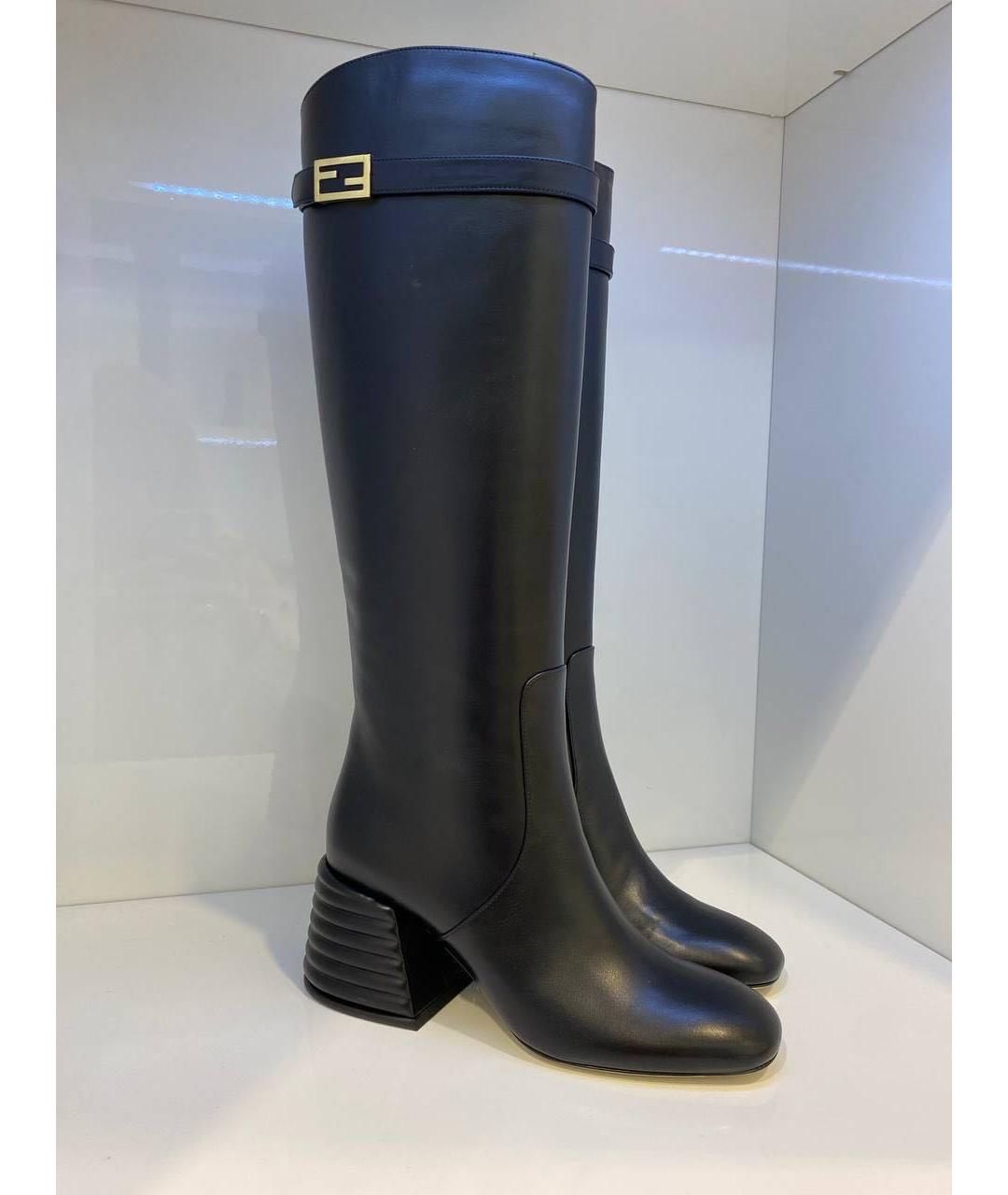 FENDI Черные кожаные сапоги, фото 4