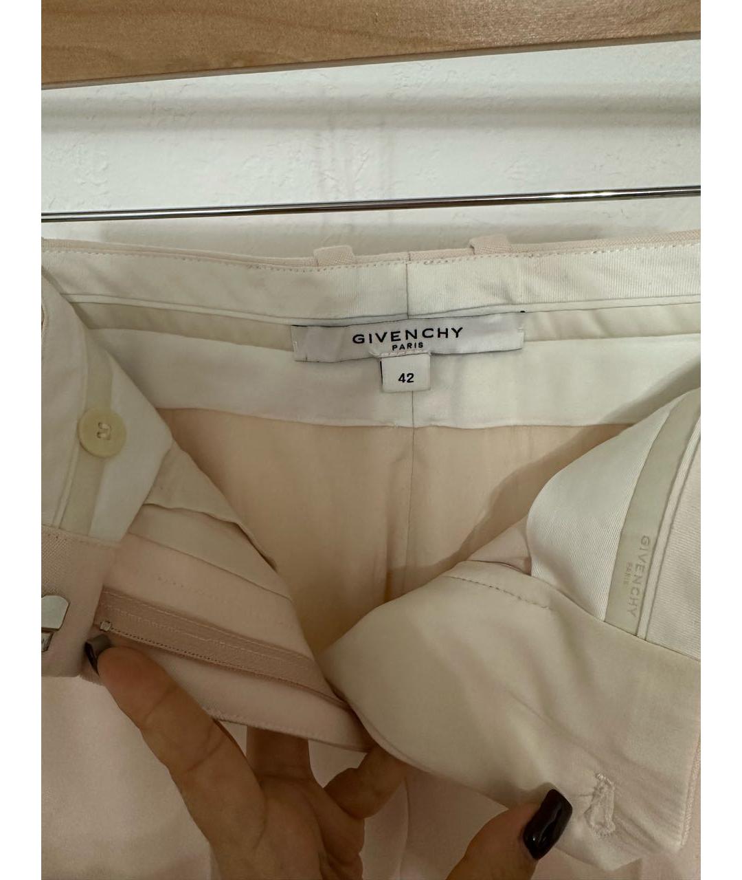 GIVENCHY Бежевые шерстяные прямые брюки, фото 3