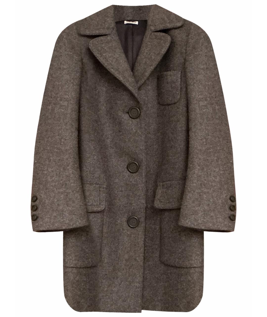 MIU MIU Серое шерстяное пальто, фото 1