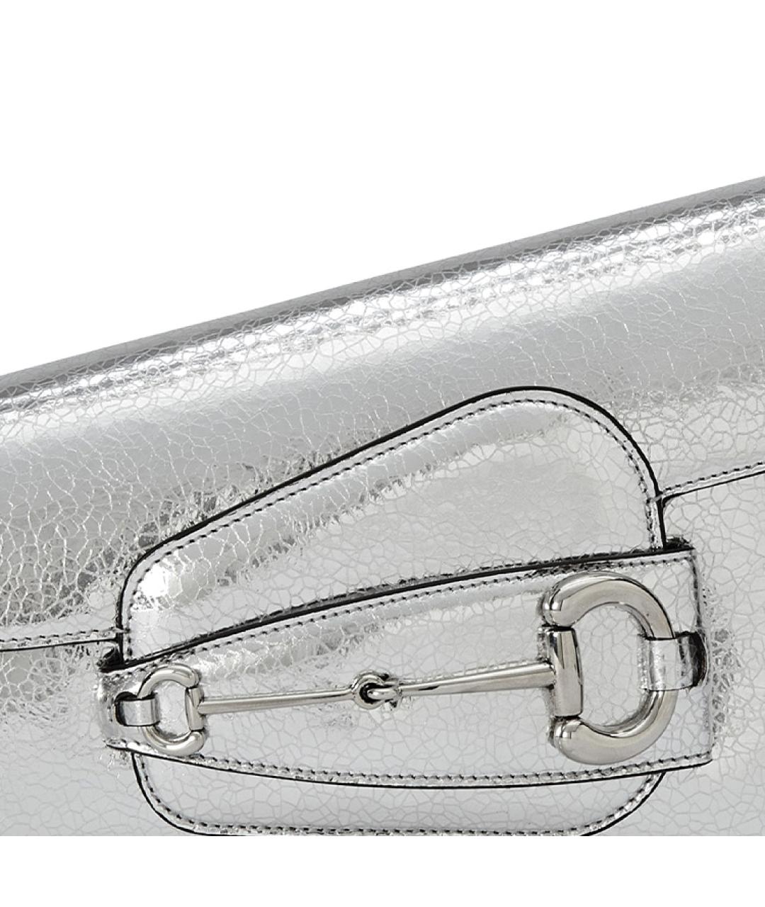 GUCCI Серебряная кожаная сумка через плечо, фото 9