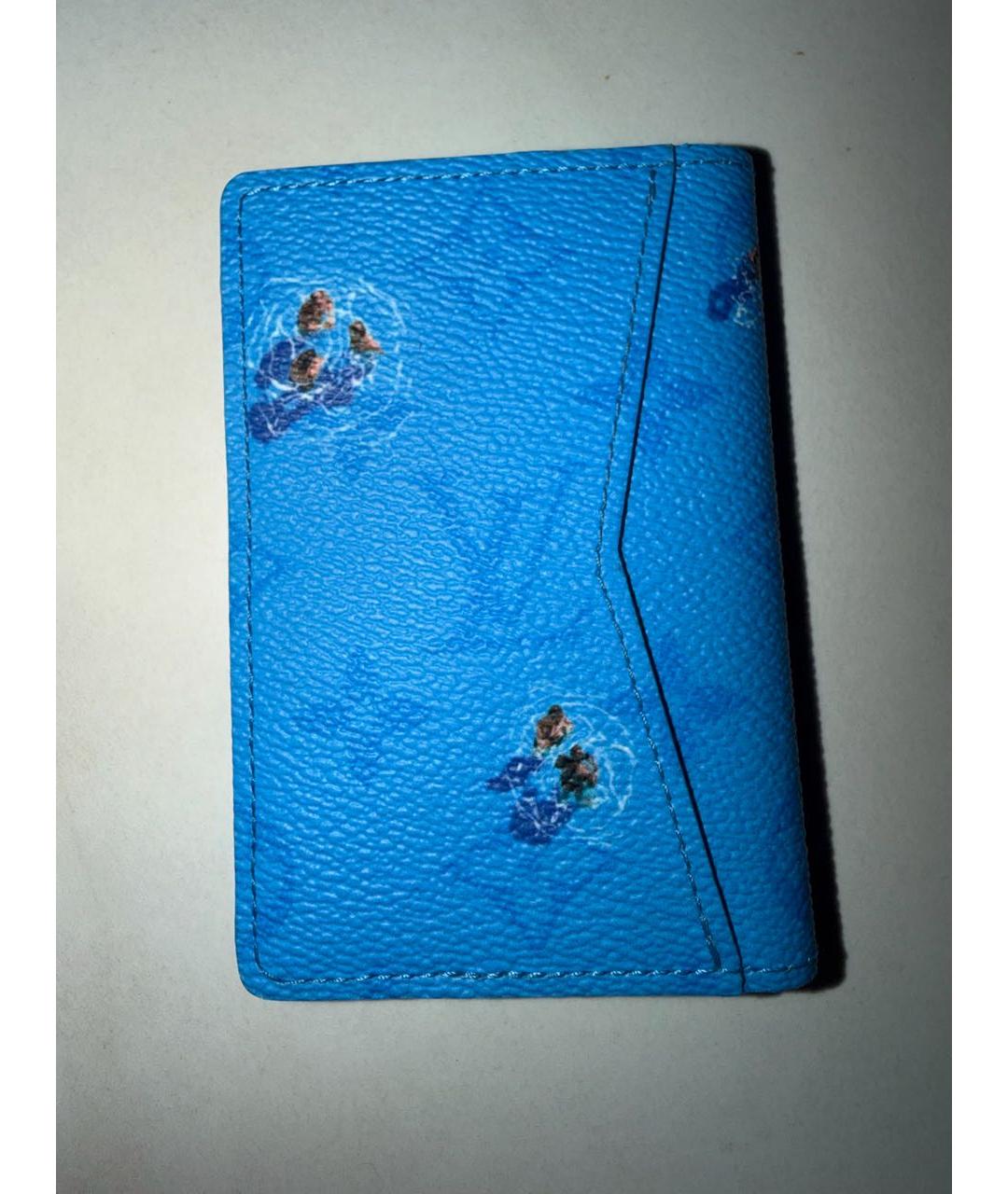 LOUIS VUITTON Голубой кожаный кошелек, фото 2