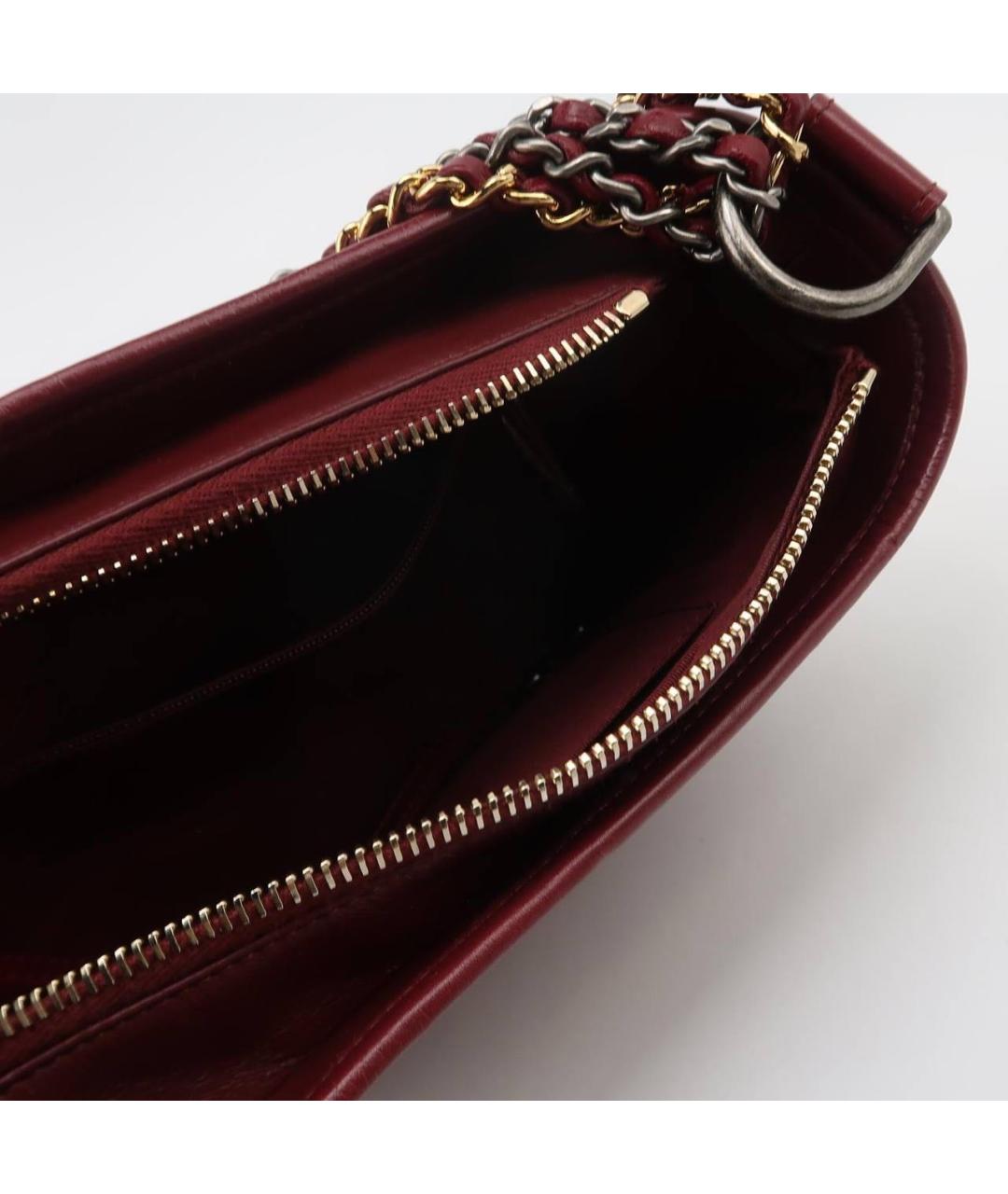 CHANEL Бордовая кожаная сумка через плечо, фото 7