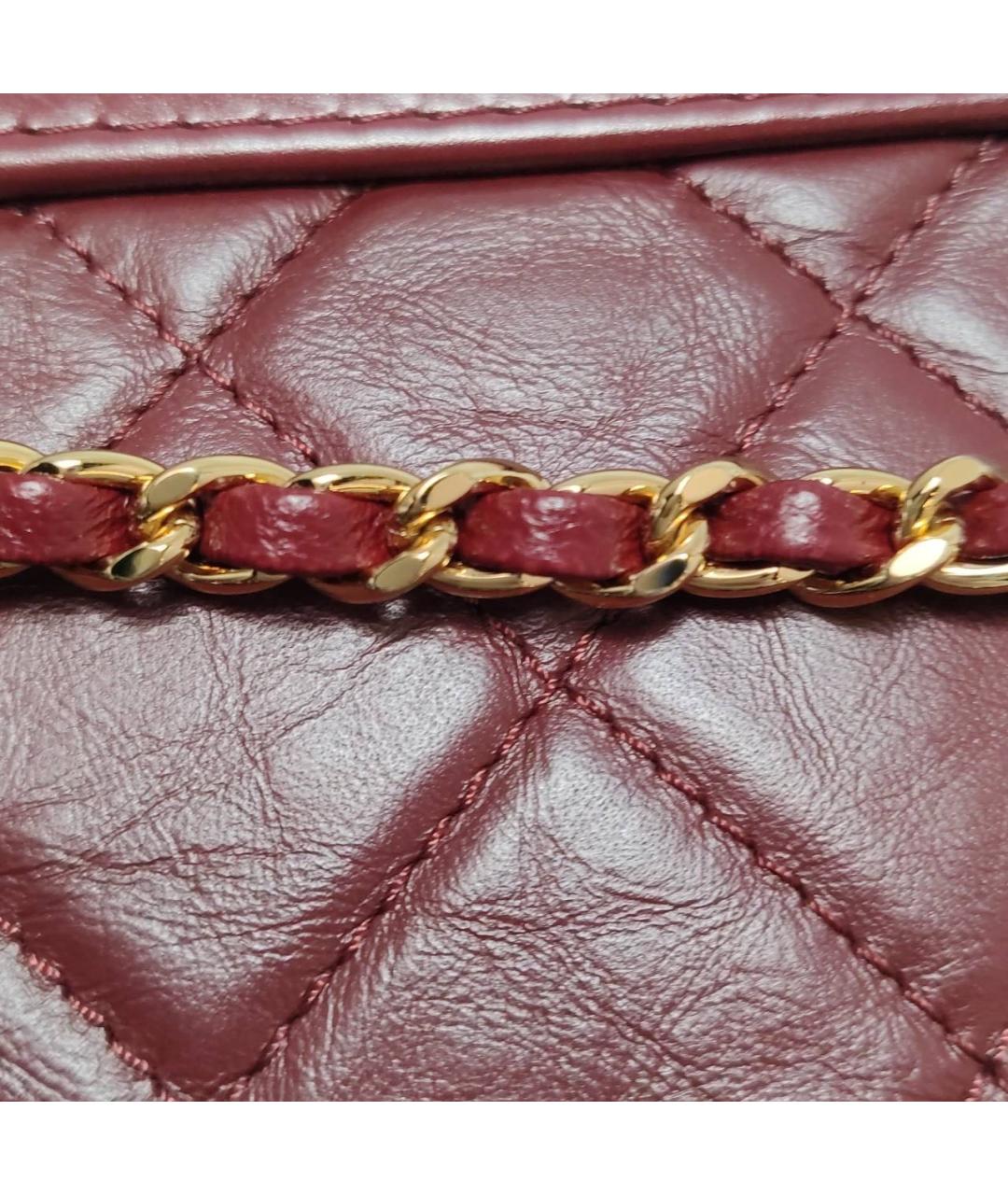 CHANEL Бордовая кожаная сумка через плечо, фото 4