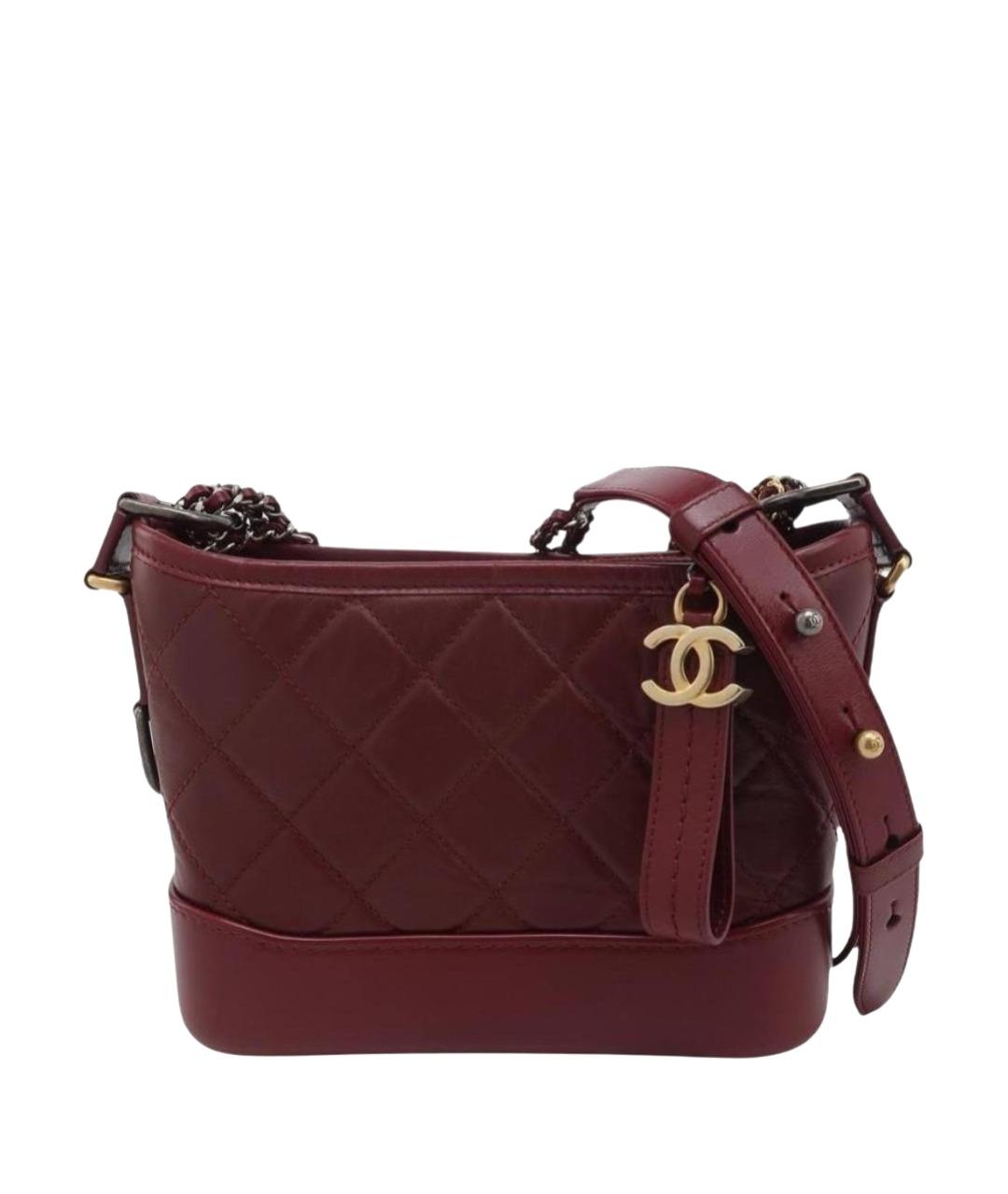 CHANEL Бордовая кожаная сумка через плечо, фото 1