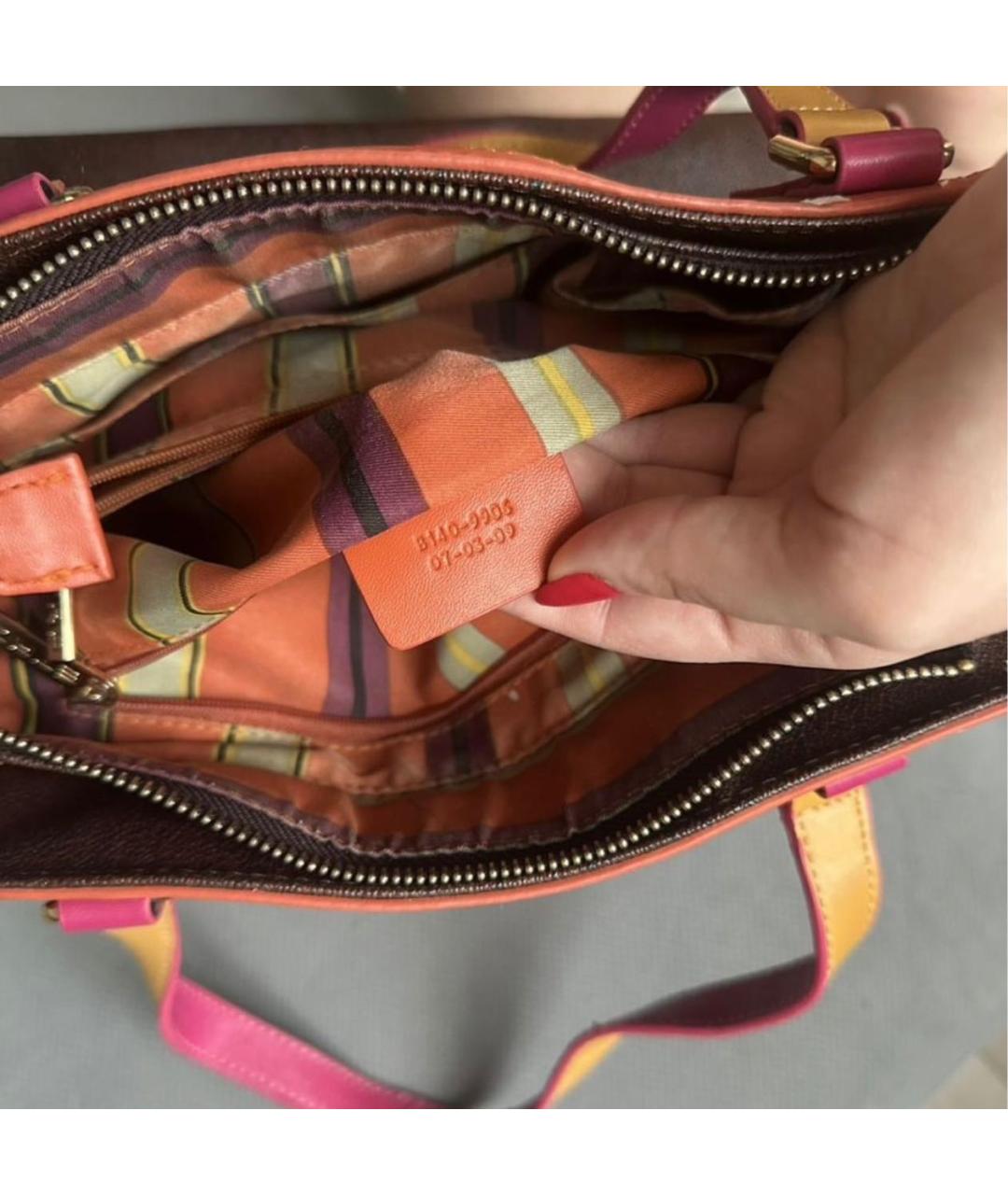 ETRO Коричневая кожаная сумка с короткими ручками, фото 6