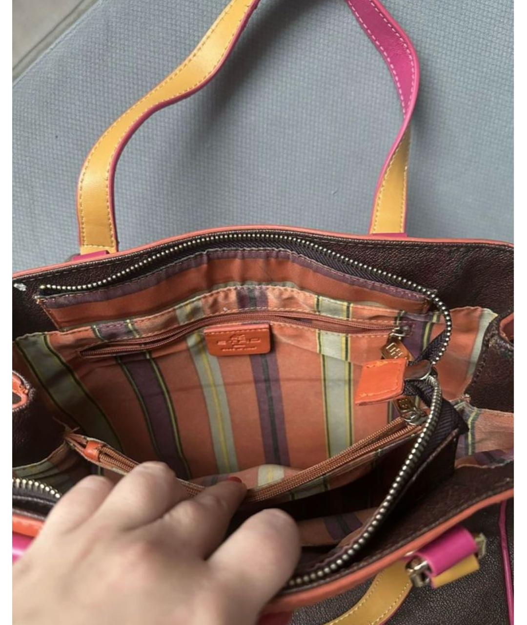 ETRO Коричневая кожаная сумка с короткими ручками, фото 4