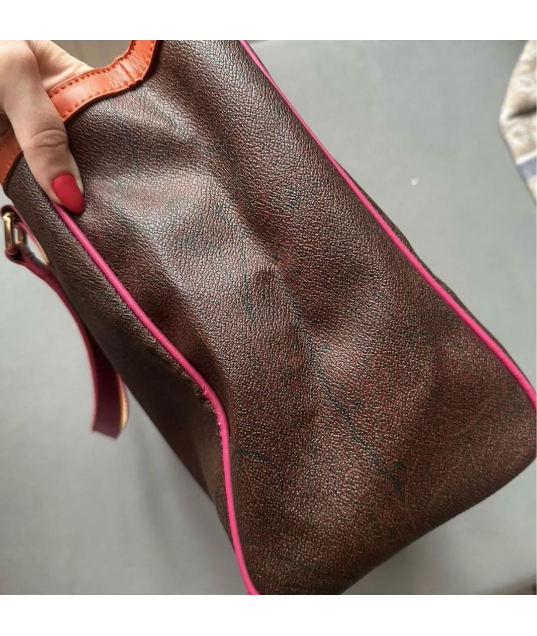 ETRO Коричневая кожаная сумка с короткими ручками, фото 2