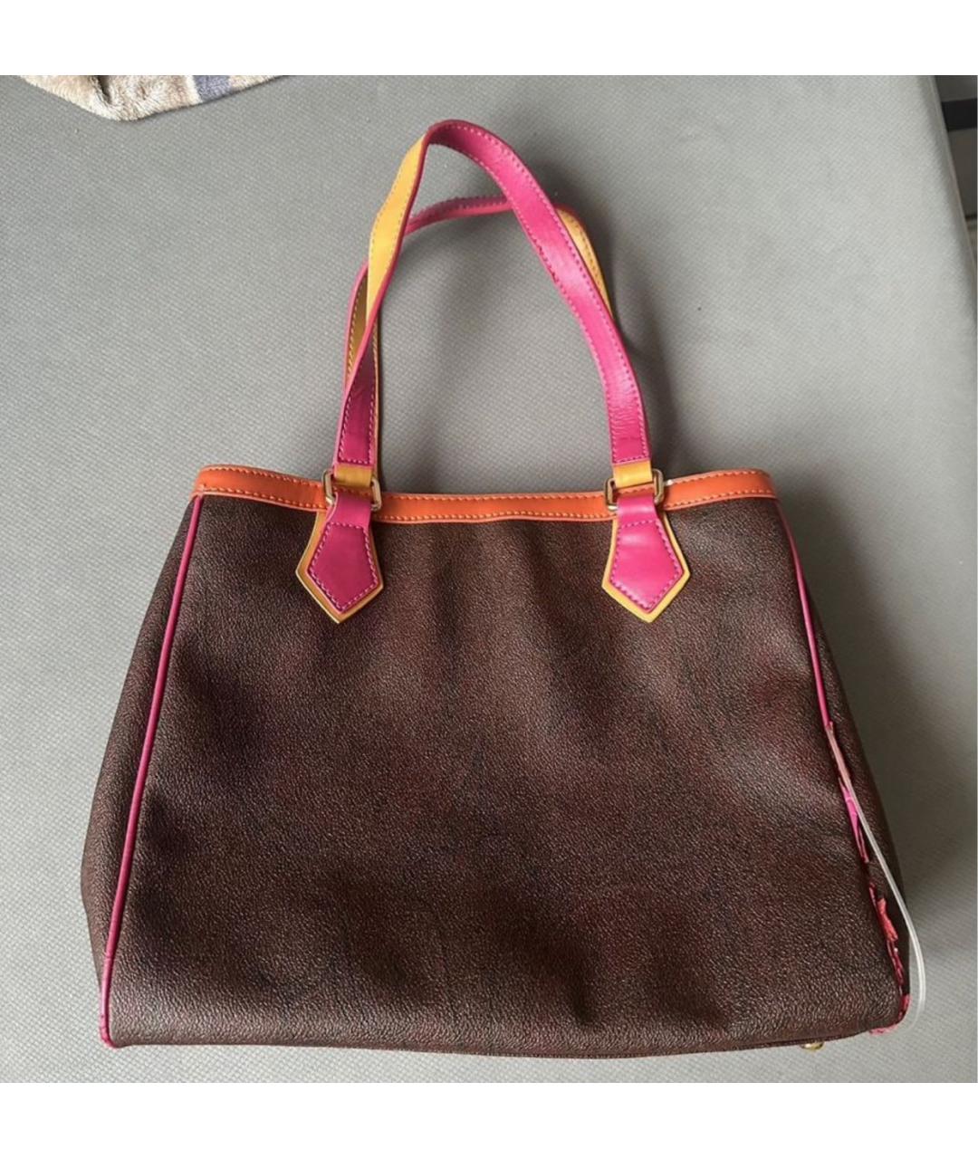 ETRO Коричневая кожаная сумка с короткими ручками, фото 7