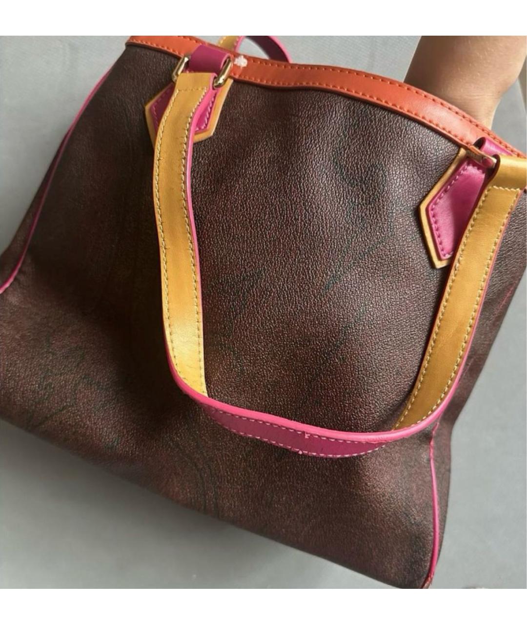 ETRO Коричневая кожаная сумка с короткими ручками, фото 3