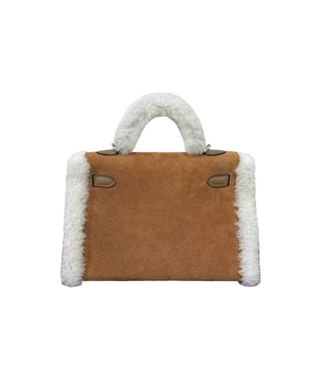 HERMES Коричневая замшевая сумка через плечо, фото 3