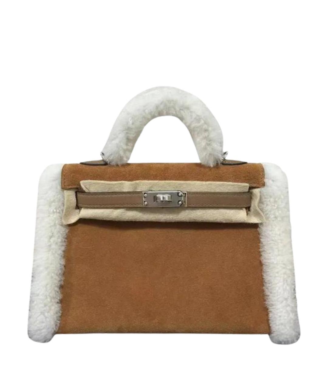 HERMES Коричневая замшевая сумка через плечо, фото 1