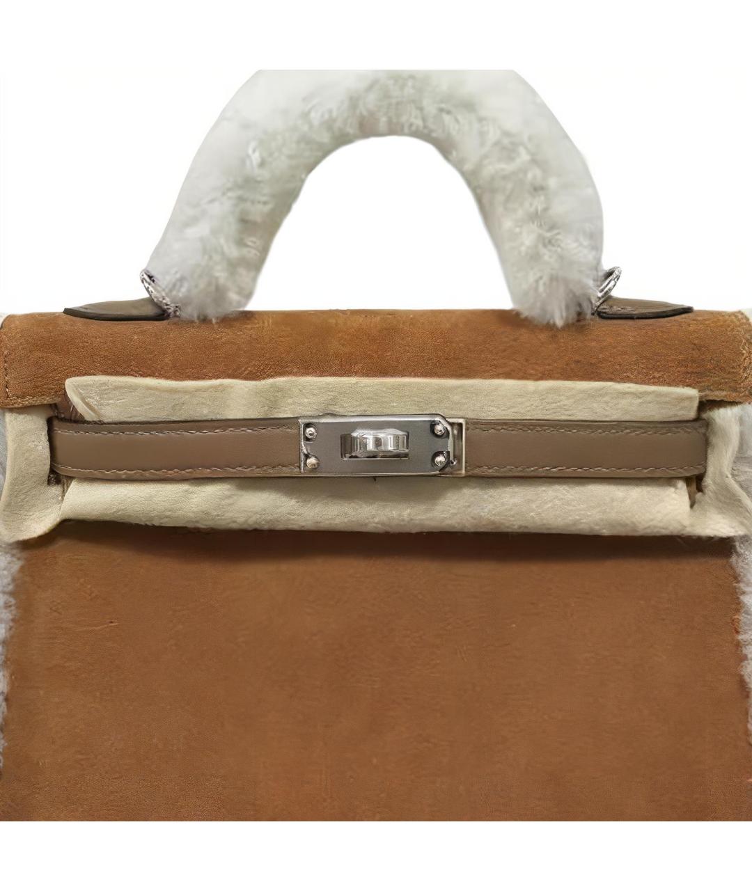 HERMES Коричневая замшевая сумка через плечо, фото 4