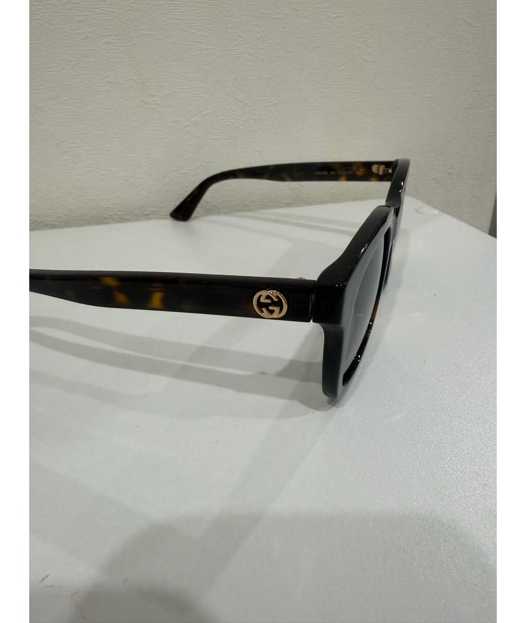 GUCCI Коричневые пластиковые солнцезащитные очки, фото 3