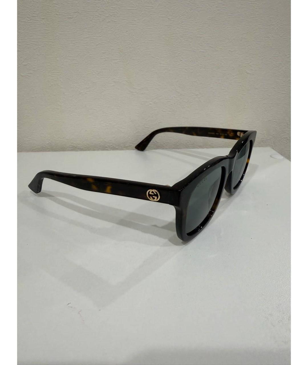 GUCCI Коричневые пластиковые солнцезащитные очки, фото 2