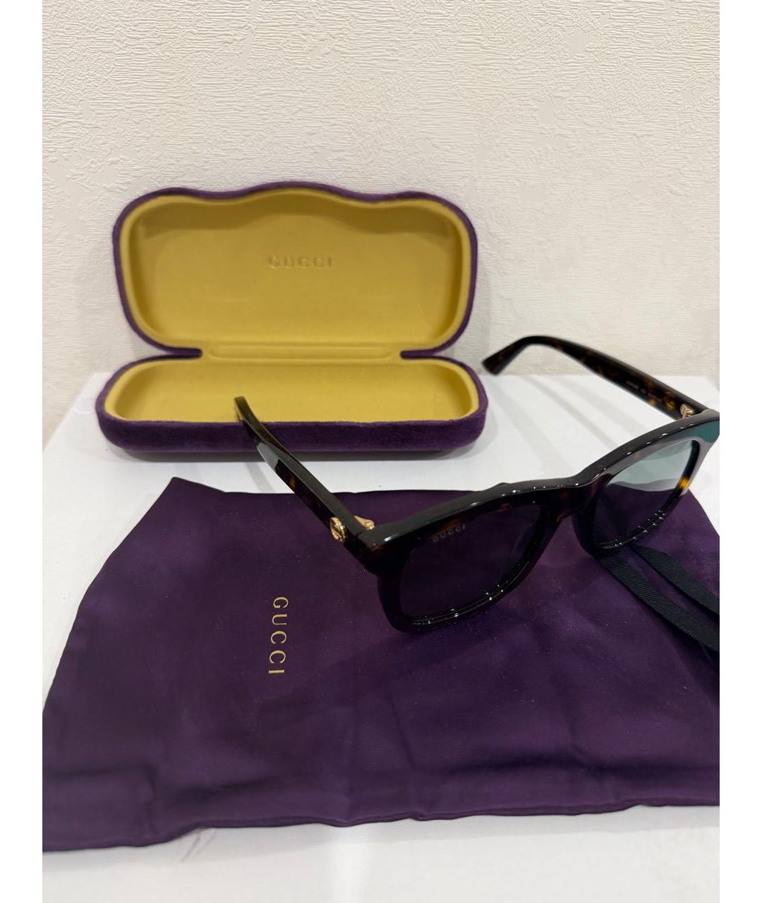 GUCCI Коричневые пластиковые солнцезащитные очки, фото 4