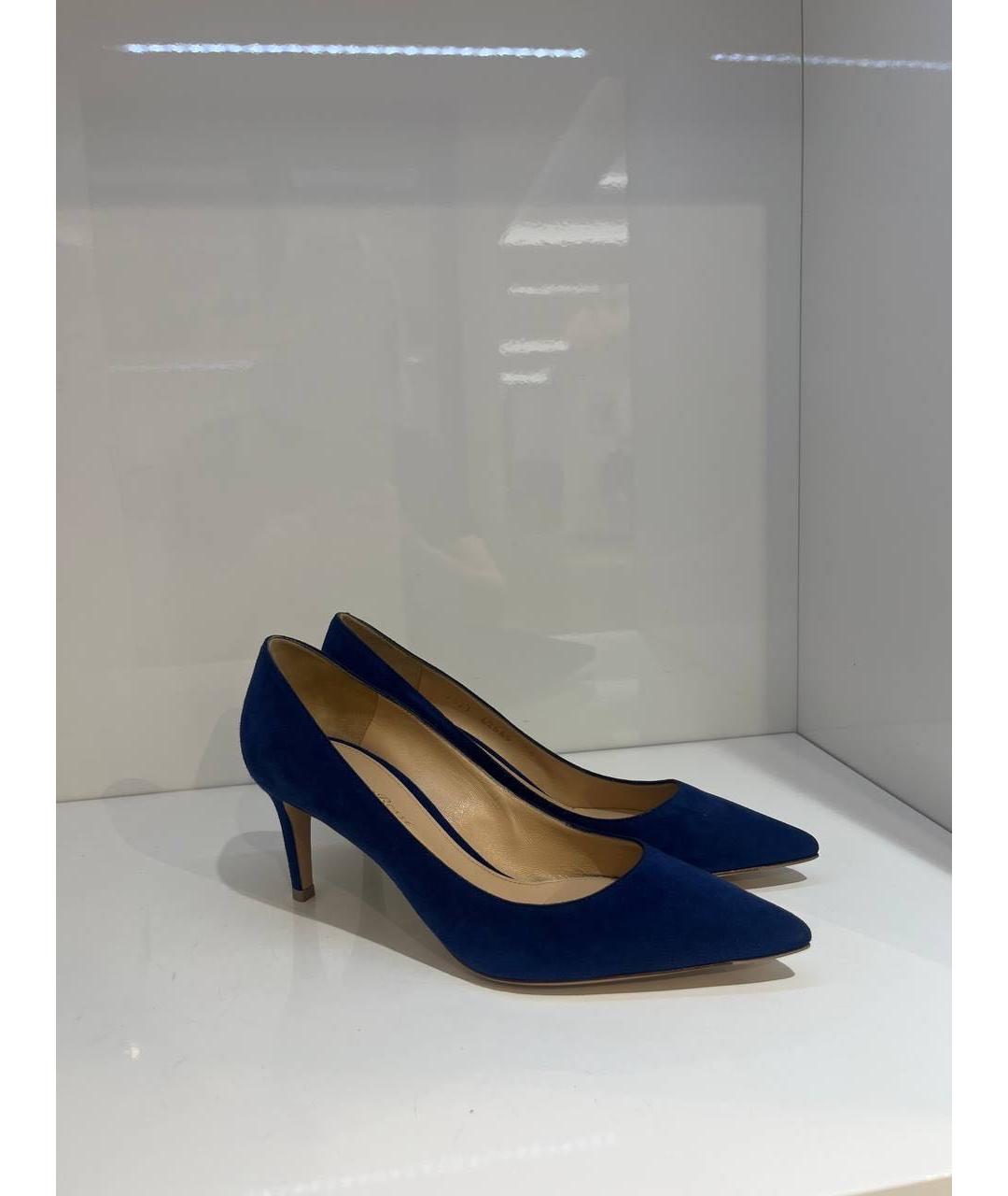 GIANVITO ROSSI Темно-синие замшевые туфли, фото 4