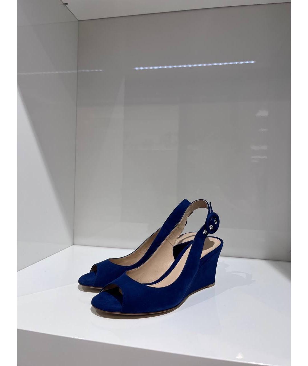 GIANVITO ROSSI Темно-синие замшевые босоножки, фото 2