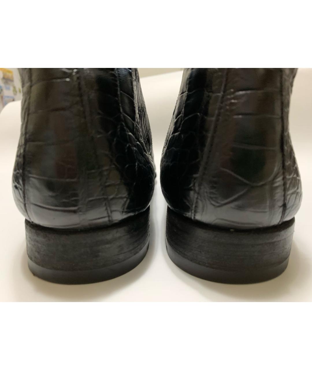 HERMES Черные высокие ботинки из экзотической кожи, фото 4