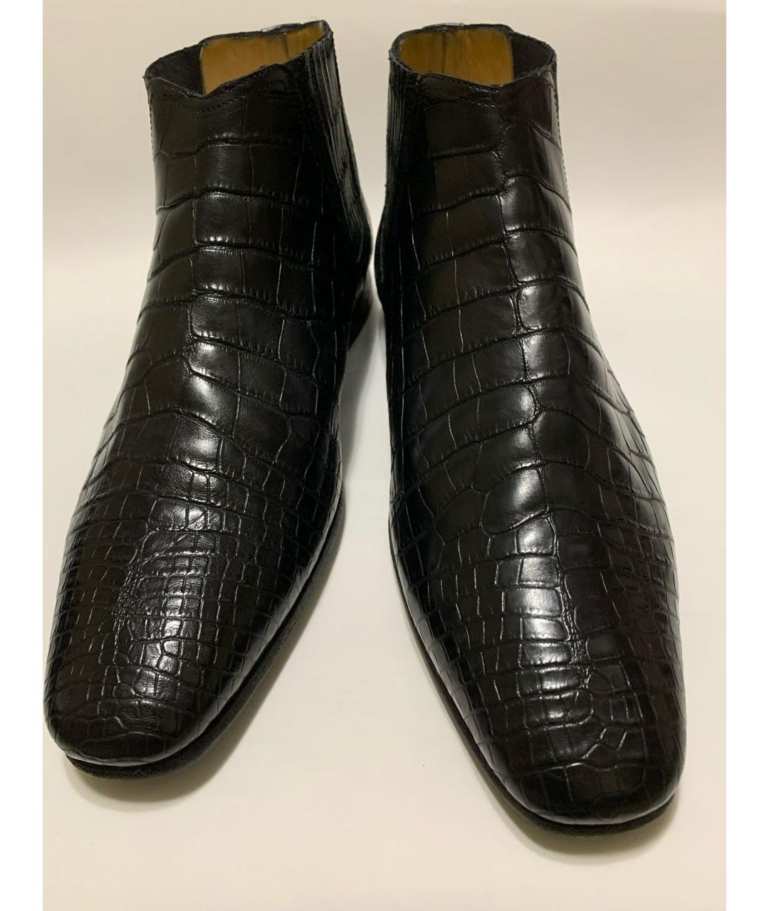 HERMES Черные высокие ботинки из экзотической кожи, фото 2