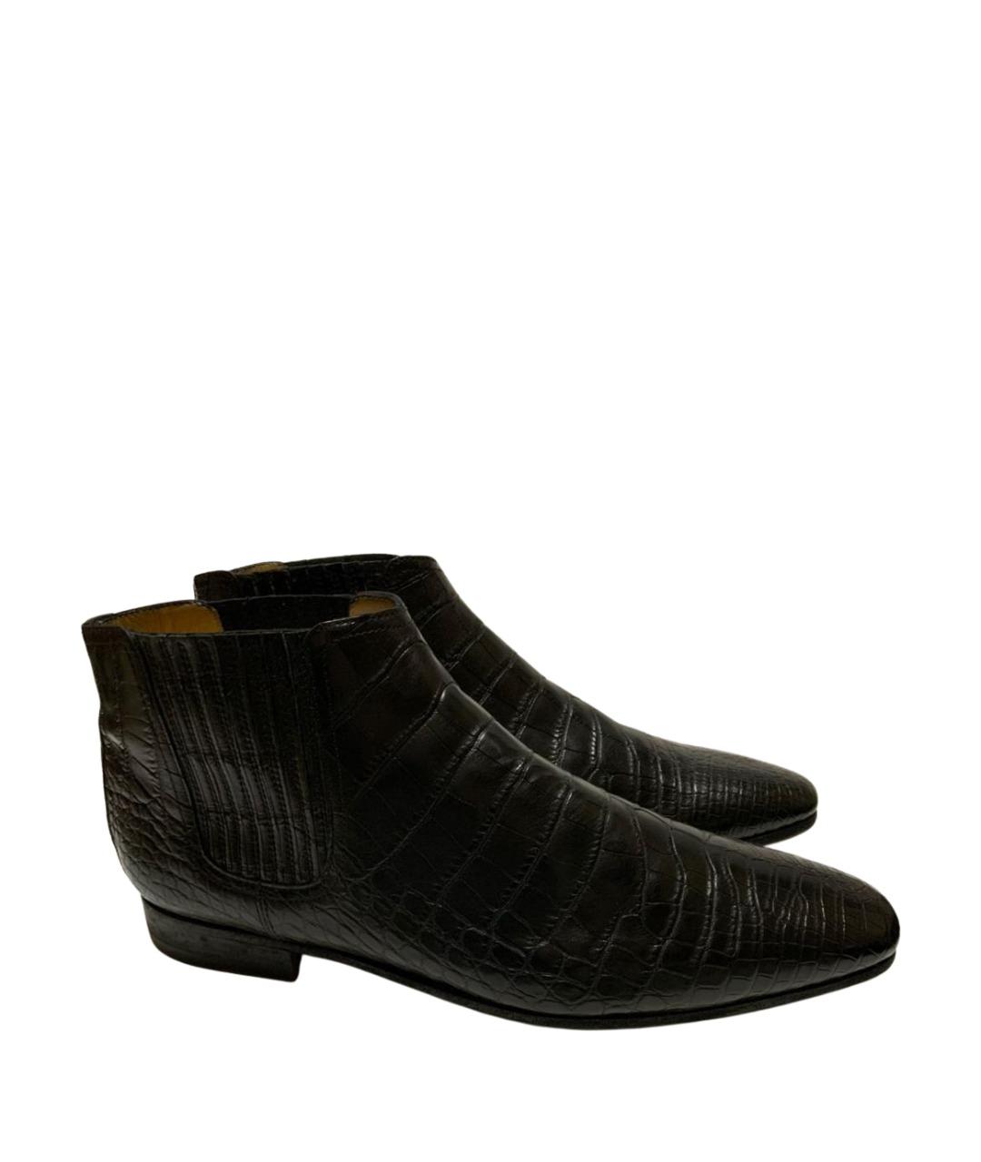 HERMES Черные высокие ботинки из экзотической кожи, фото 1