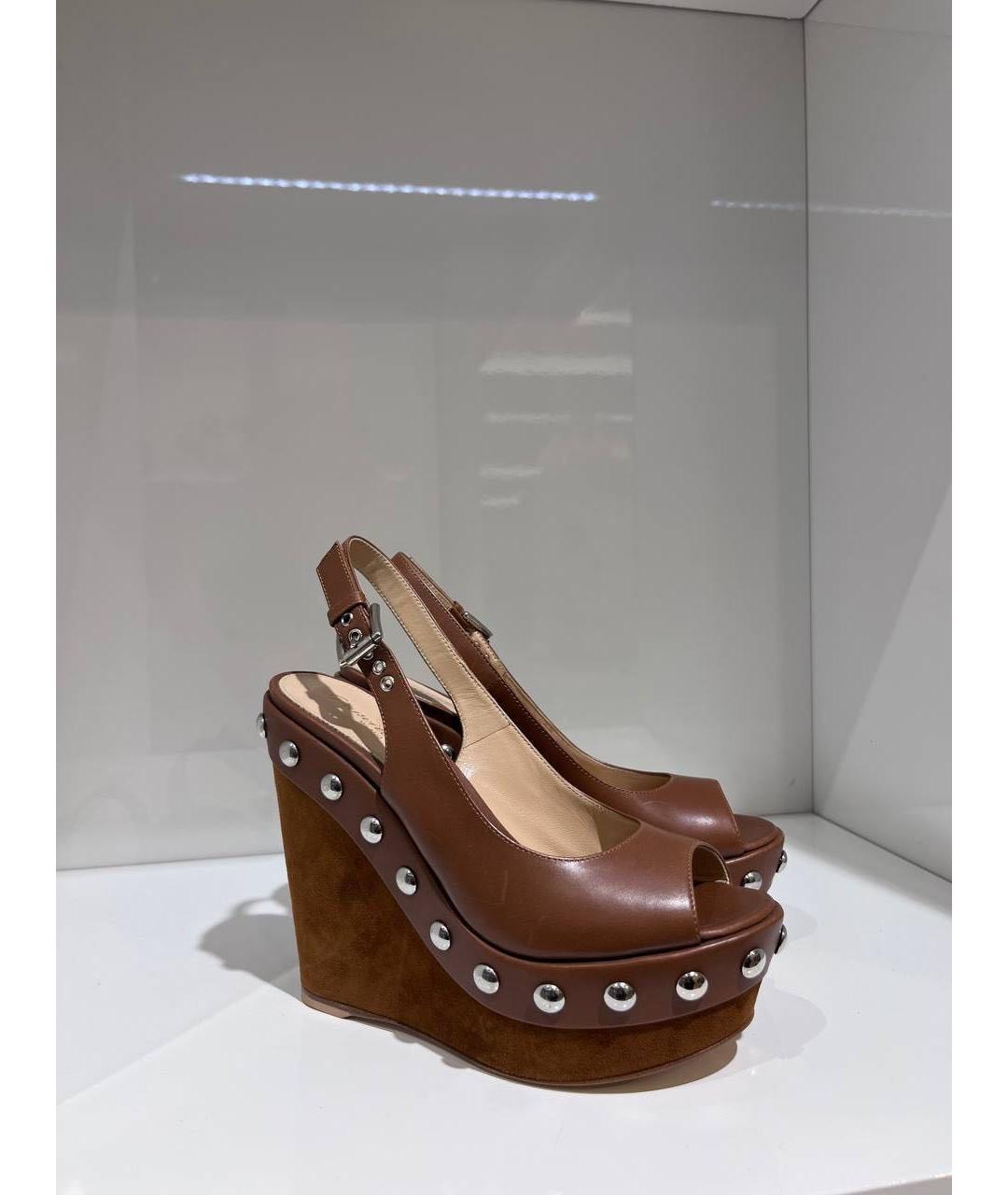 GIANVITO ROSSI Коричневые кожаные босоножки, фото 4