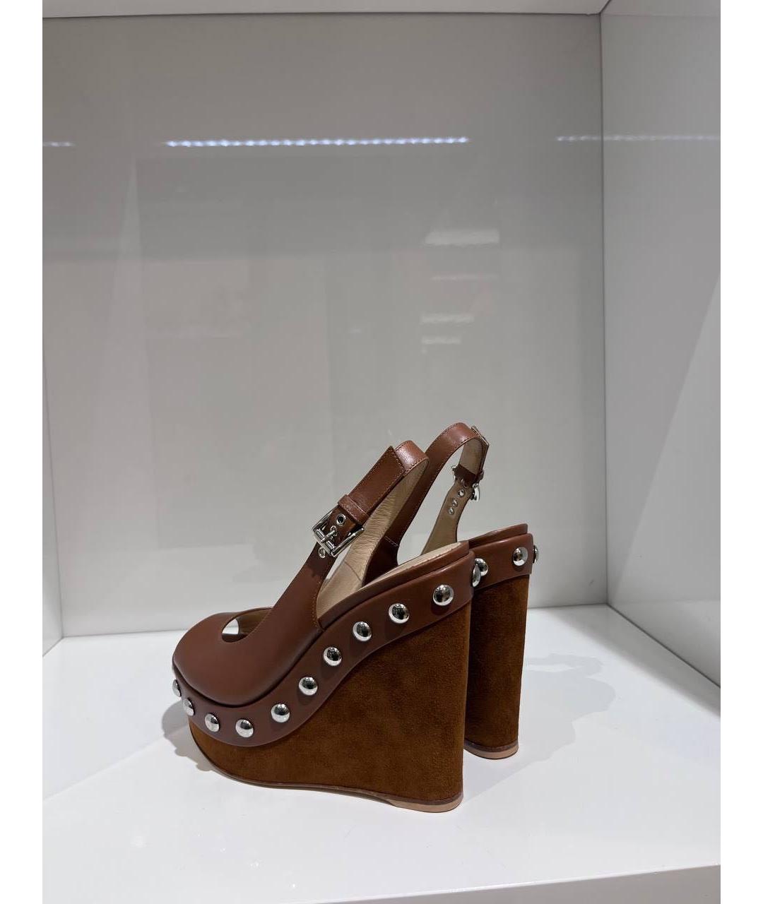 GIANVITO ROSSI Коричневые кожаные босоножки, фото 3