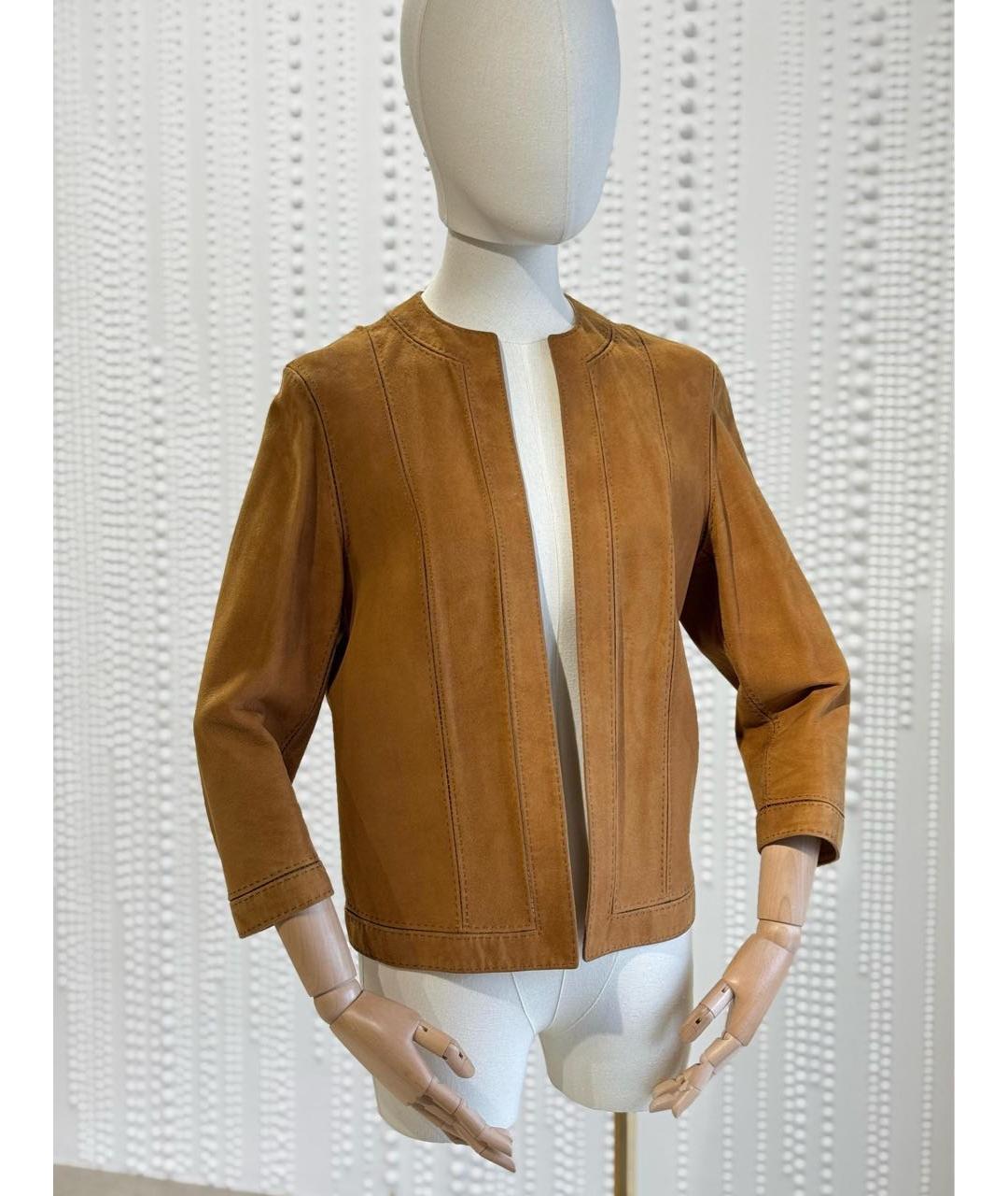 HERMES Коричневый замшевый жакет/пиджак, фото 2