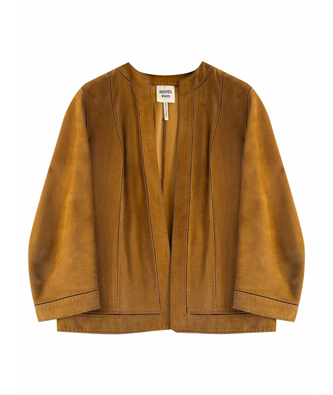 HERMES Коричневый замшевый жакет/пиджак, фото 1