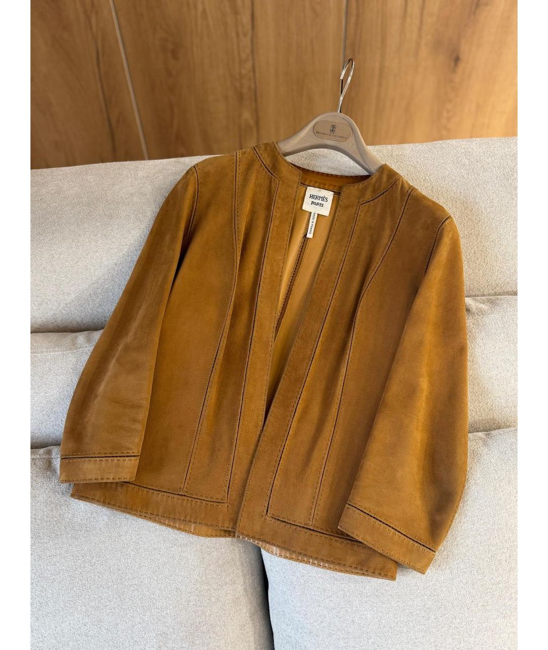 HERMES Коричневый замшевый жакет/пиджак, фото 3