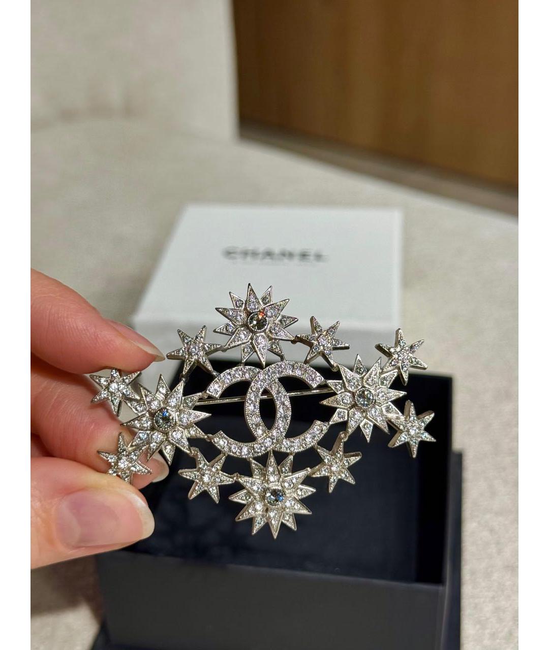 CHANEL Серебряная металлическая булавка / брошь, фото 2