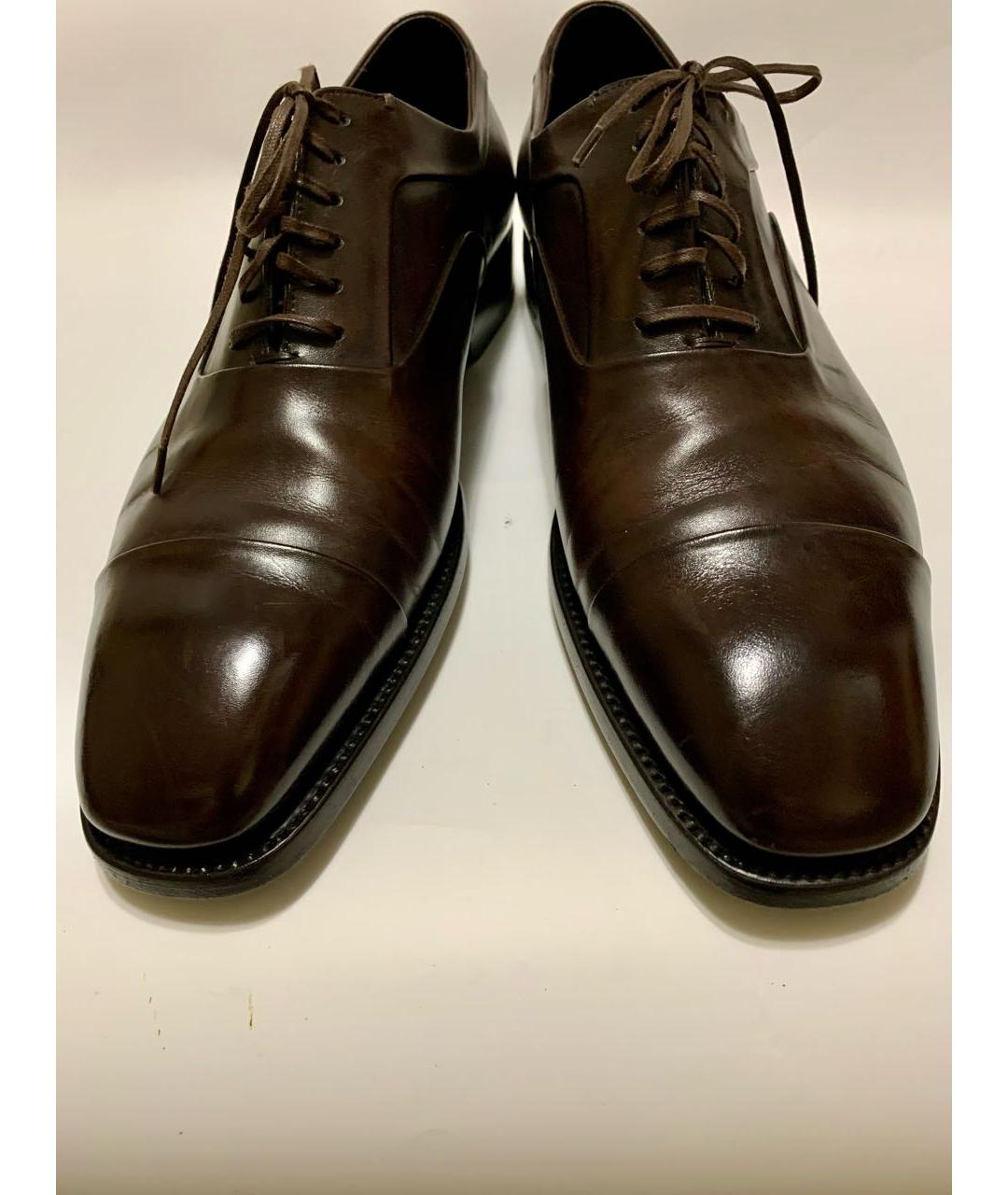 ERMENEGILDO ZEGNA XXX Коричневые кожаные низкие ботинки, фото 2