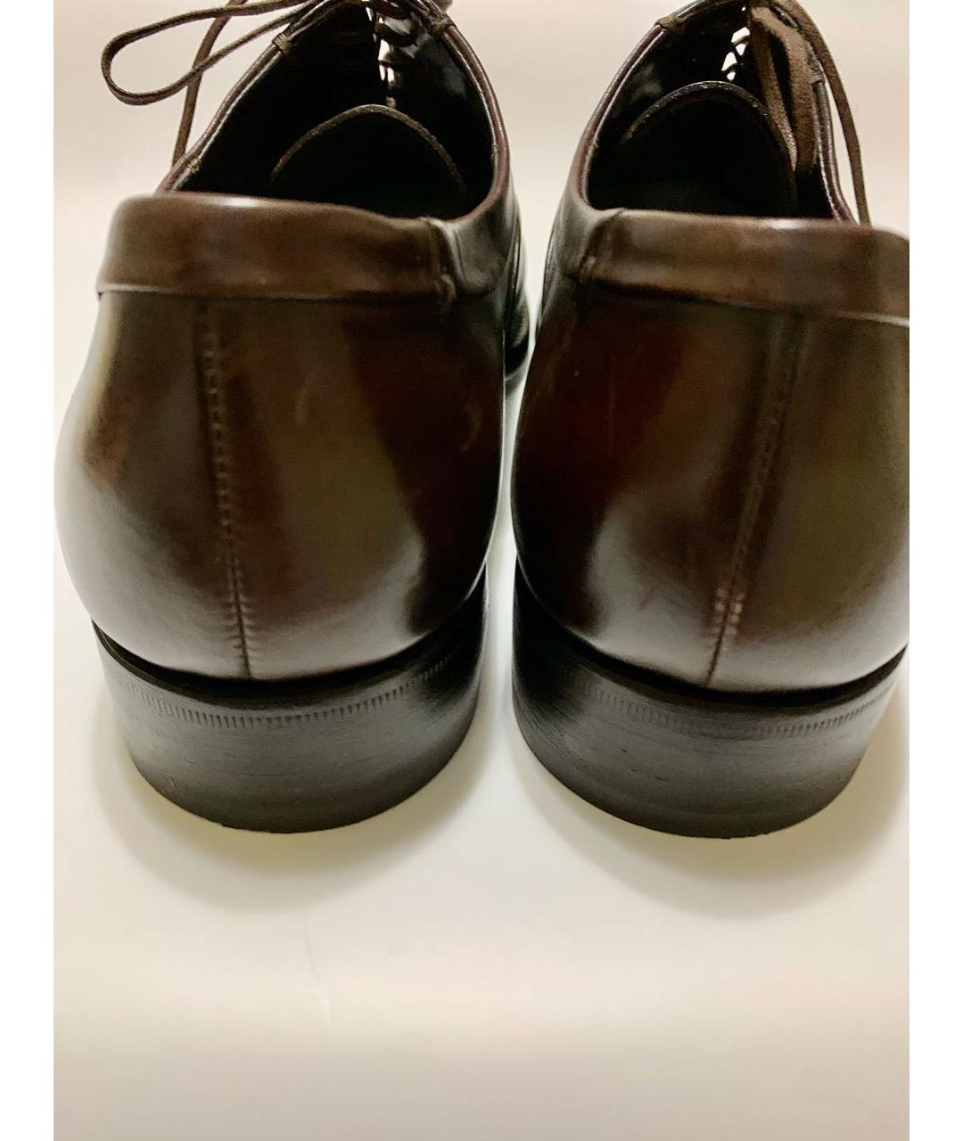 ERMENEGILDO ZEGNA XXX Коричневые кожаные низкие ботинки, фото 3