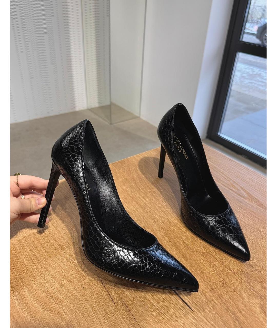 SAINT LAURENT Черные кожаные туфли, фото 2