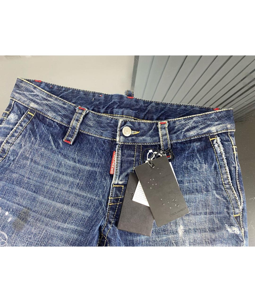 DSQUARED2 Синие хлопковые прямые джинсы, фото 3